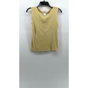 COLDWATER CREEK Women's Yellow Silk-Cotton High-Neck Knit Sleeveless Top SZ S